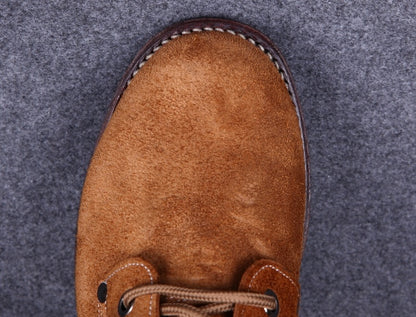 Thick Suede Cowhide High-top Work Genuine Leather Shoes