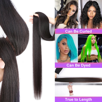 Straight 30 32 34Inch Remy Brazilian Tissage Hair Weave Huma