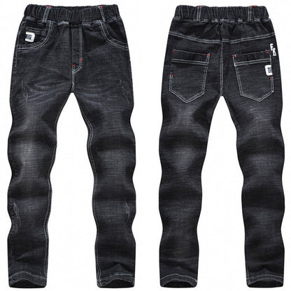 Autumn And Winter Black Slim-Fit And Warm Middle-Aged Children's Trousers