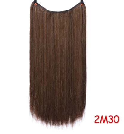 24" Invisible Wire No Clips In Hair Extensions Secret Fish Line Hairpieces Synthetic Straight Wavy Hair Extensions