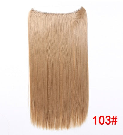 24" Invisible Wire No Clips In Hair Extensions Secret Fish Line Hairpieces Synthetic Straight Wavy Hair Extensions