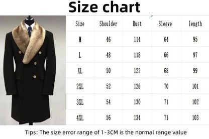 Fall Winter Men Woolen Polo Collar Solid Color Mid-length Pocket Casual Coat