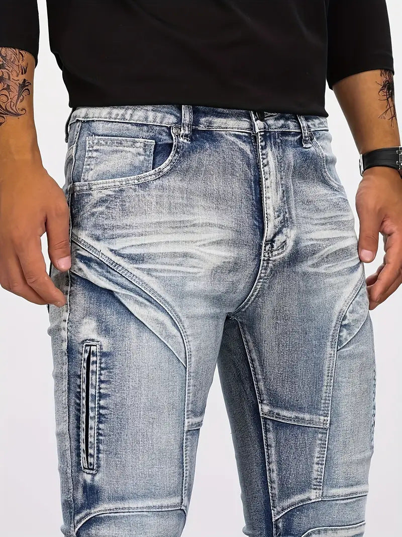 Retro Casual Stretch Motorcycle Jeans For Men