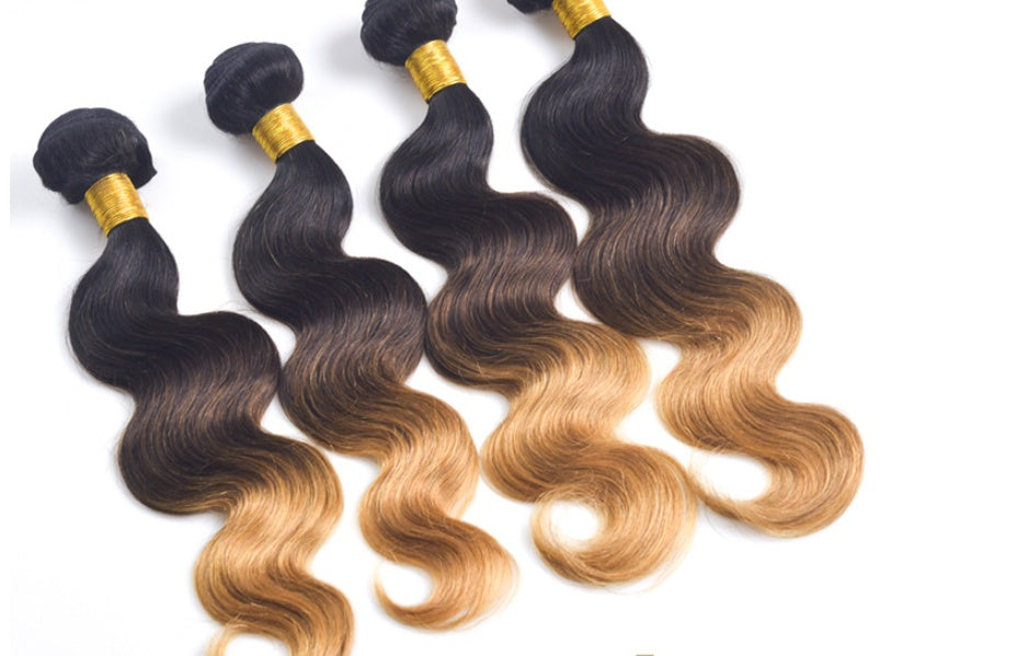 Europe And The United States Sell Three Color Gradient Real Wig Hair Curtain Hair Hair Curtain 1b 4 27ombre Hair Weft