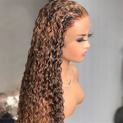 Real Human Hair Highlighting Headgear Lace Frontal Wig