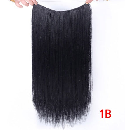 24" Invisible Wire No Clips In Hair Extensions Secret Fish Line Hairpieces Synthetic Straight Wavy Hair Extensions