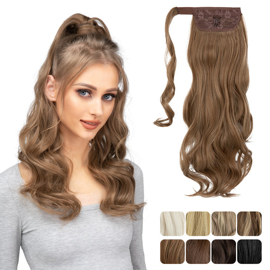 European And American Style Wig Ponytail Women's Long Curly Hair Elastic Velcro Wave Realistic Ponytail Braid