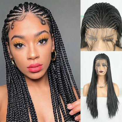 New Synthetic Fiber Wig Head Cover With Dirty Braid Front Lace