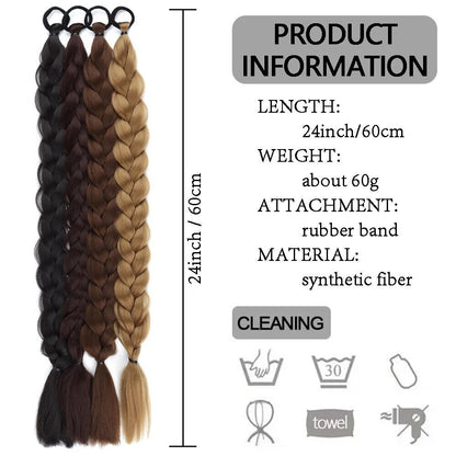 24-inch Women's Braid Hair Ring Horse Tail Strip Rubber Band Horse Tail