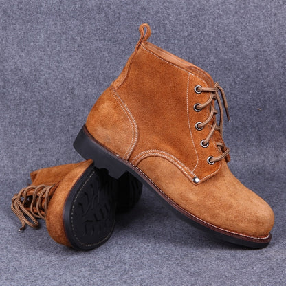 Thick Suede Cowhide High-top Work Genuine Leather Shoes