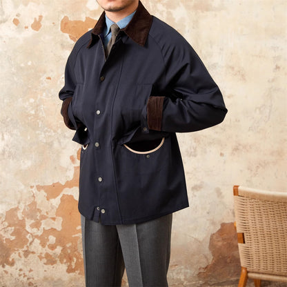 Retro Italian Corduroy Stitching Lapel Waterproof Jacket