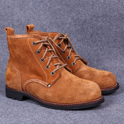 Thick Suede Cowhide High-top Work Genuine Leather Shoes