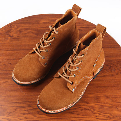 Thick Suede Cowhide High-top Work Genuine Leather Shoes