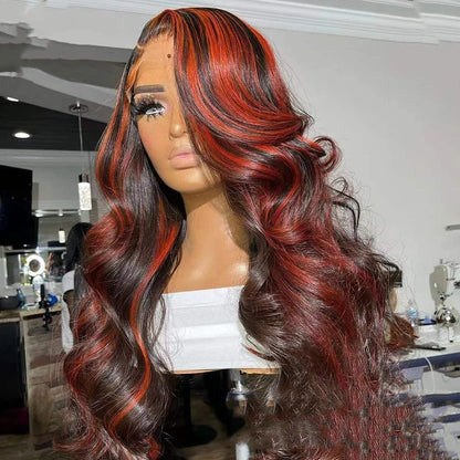 Lace Frontal Burgundy Highlight 13X4 4x4 Closure Wigs