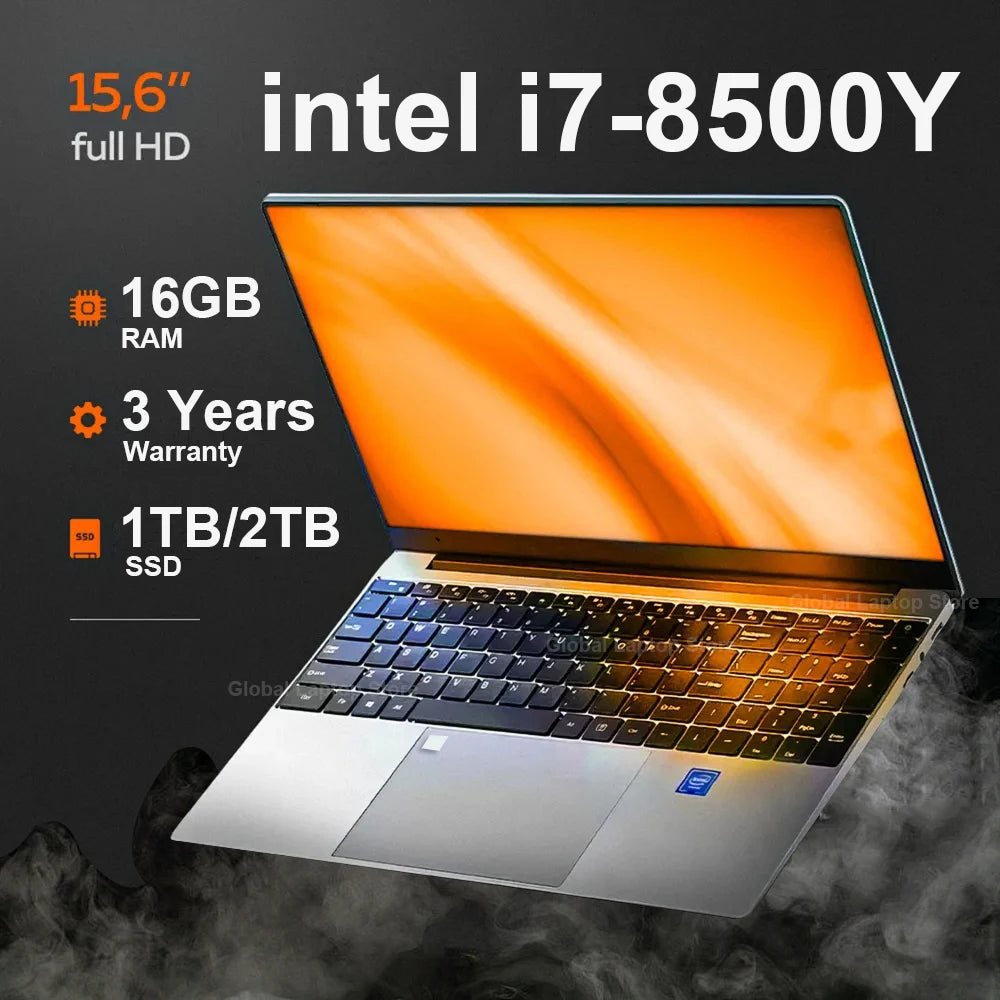 15.6 inch Laptop Office Fingerprint Unlock book 16GB 1TB Windows 11 Pro games Computer Computer Intel i7-8500Y Notebook PC