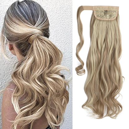 European And American Style Wig Ponytail Women's Long Curly Hair Elastic Velcro Wave Realistic Ponytail Braid