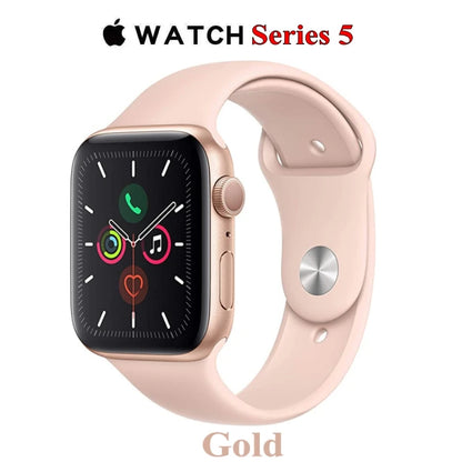 100% Original Apple Watch Series 5 Smartwatch 40MM/44MM GPS Aluminum with Sport Band (Renewed)