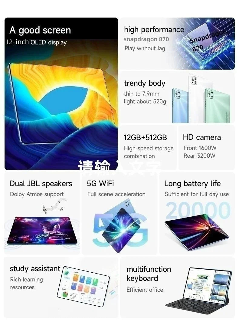 2024 Original Tablet iPad Air Pro 11 Inch 16GB RAM 1TB ROM tablet Android 13 Core Pad Tablet PC Phone Dual Wifi tablette android