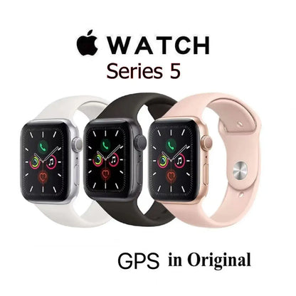 100% Original Apple Watch Series 5 Smartwatch 40MM/44MM GPS Aluminum with Sport Band (Renewed)