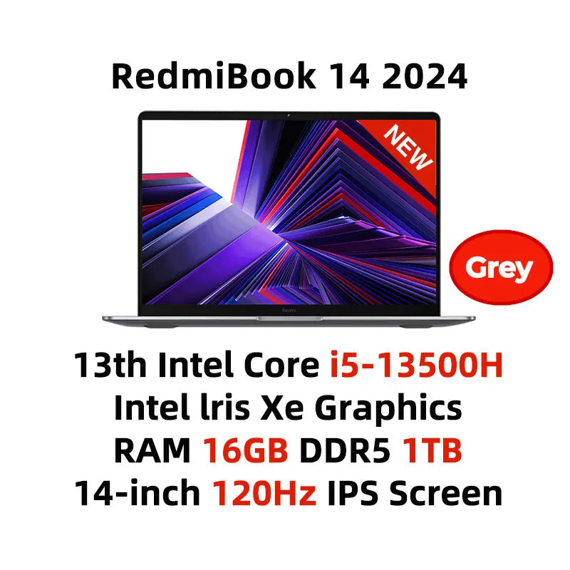 Xiaomi RedmiBook 14 2024 Laptop 13th intel i5-13500H Xe Graphics 16GB DDR5 512GB/1T SSD 14-inch 120Hz IPS Screen Notebook PC