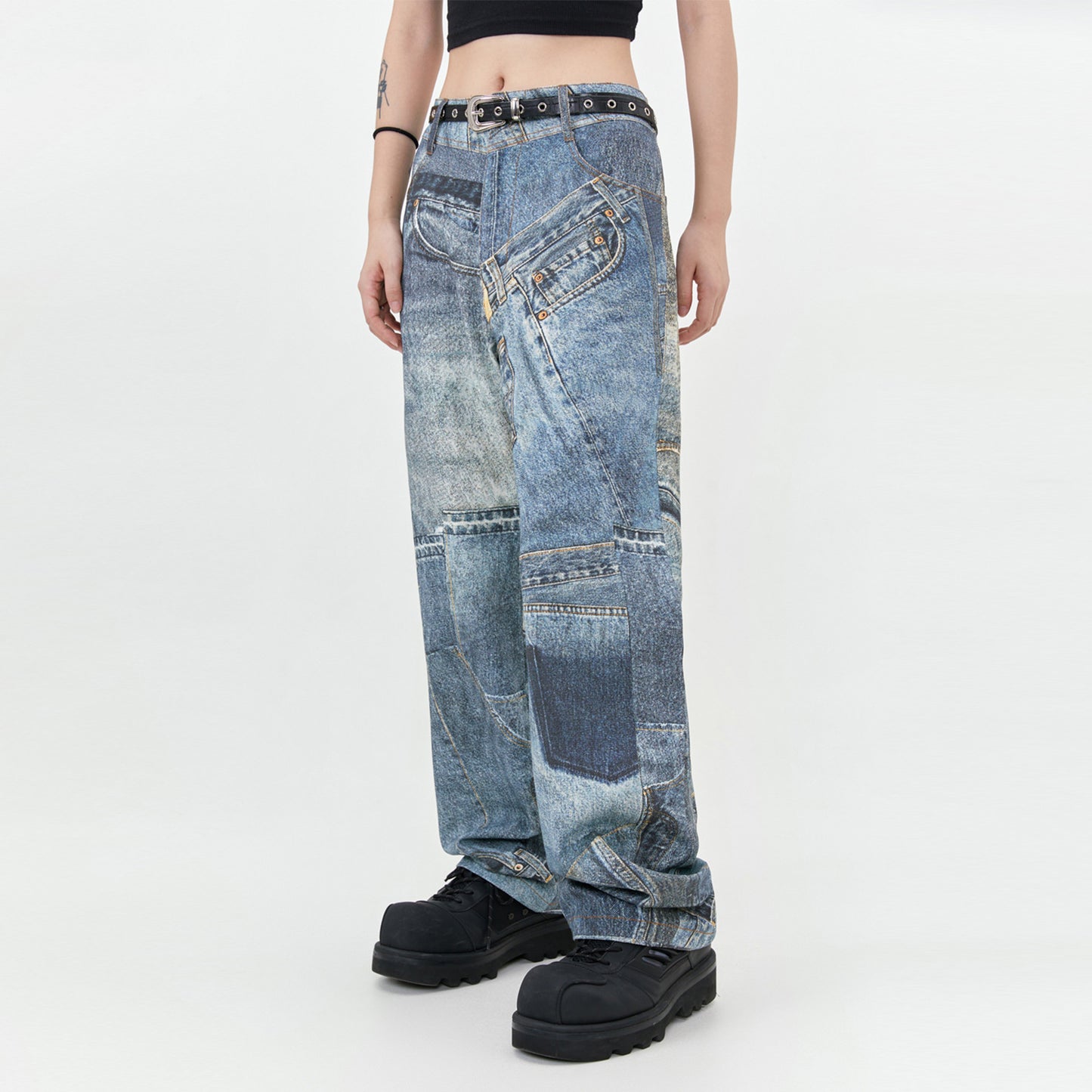 American Street Men's Denim Digital Printing Casual Trousers