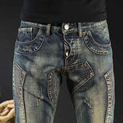 Men's Fashion Japanese Style Retro Nostalgic Motorcycle Jeans