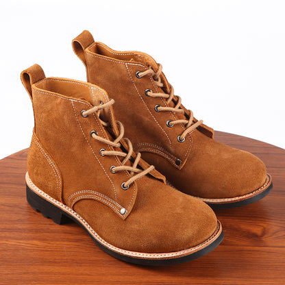 Thick Suede Cowhide High-top Work Genuine Leather Shoes