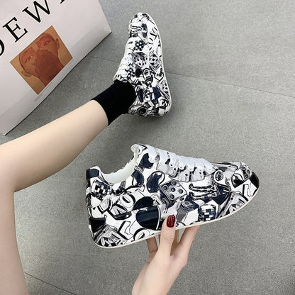 Women's Fashion Platform Casual Shoes Painted Sneakers