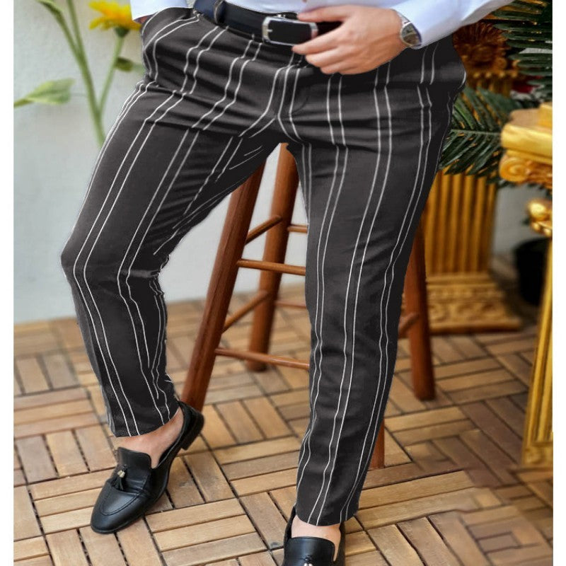 Spring And Autumn Slim Fit Men's Business Casual Pants Long Pants 3D Plaid