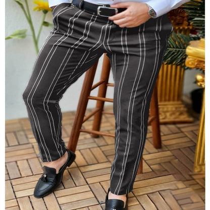 Spring And Autumn Slim Fit Men's Business Casual Pants Long Pants 3D Plaid