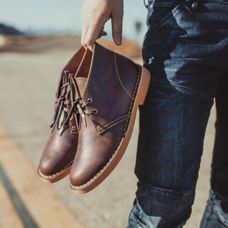 Men's Outdoor Retro Low Top Cowhide Martin Boots