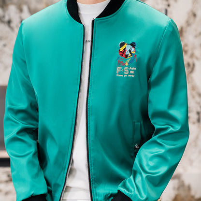 Men's Fashion Casual Embroidered Coat Jacket Top