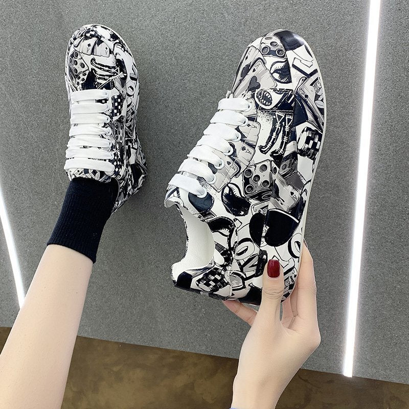 Women's Fashion Platform Casual Shoes Painted Sneakers