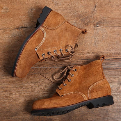 Thick Suede Cowhide High-top Work Genuine Leather Shoes