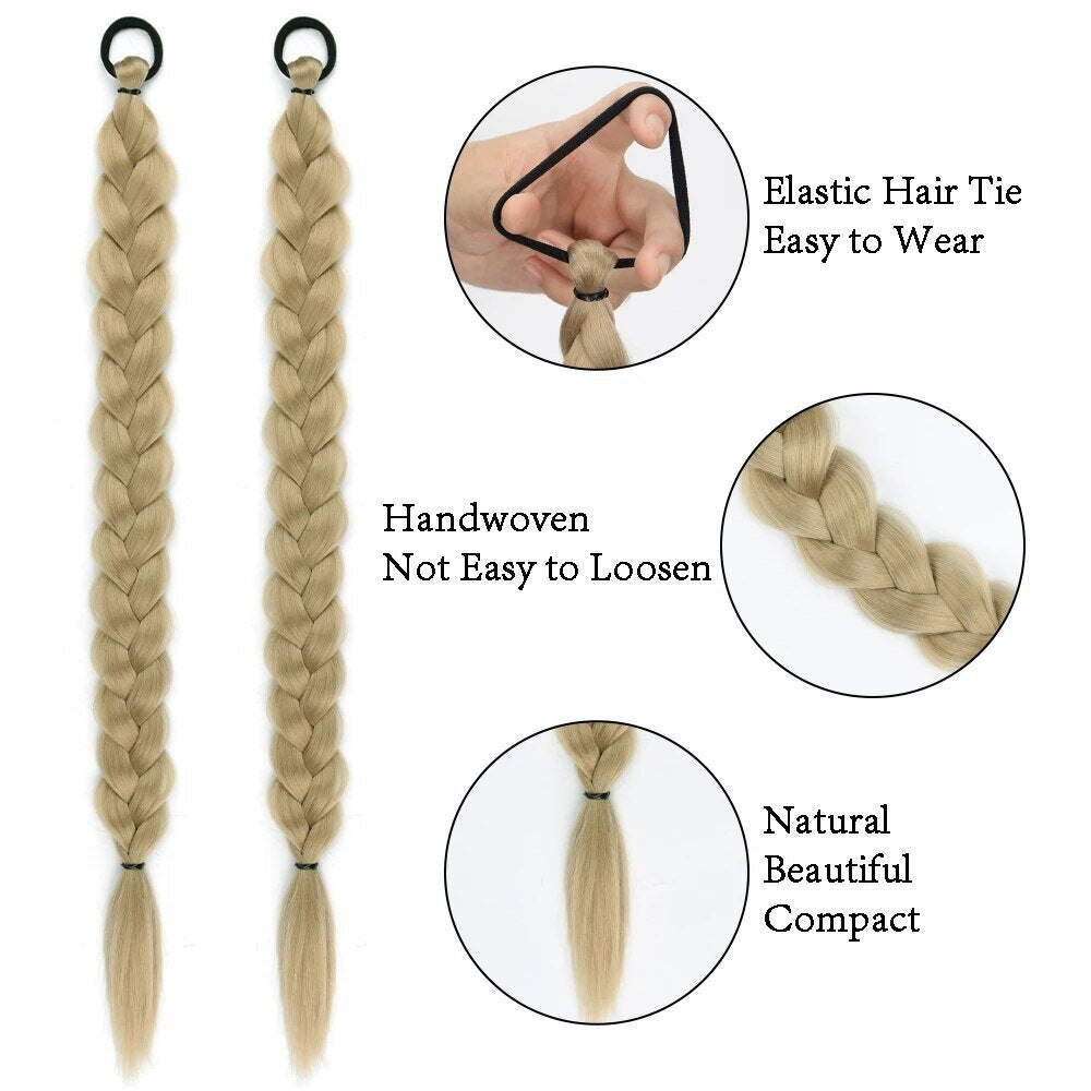 24-inch Women's Braid Hair Ring Horse Tail Strip Rubber Band Horse Tail