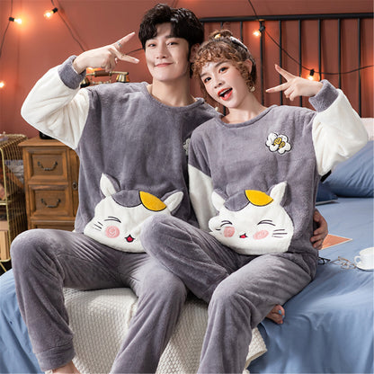 Velvet Couple Pajamas Korean Style Thickened Warmth